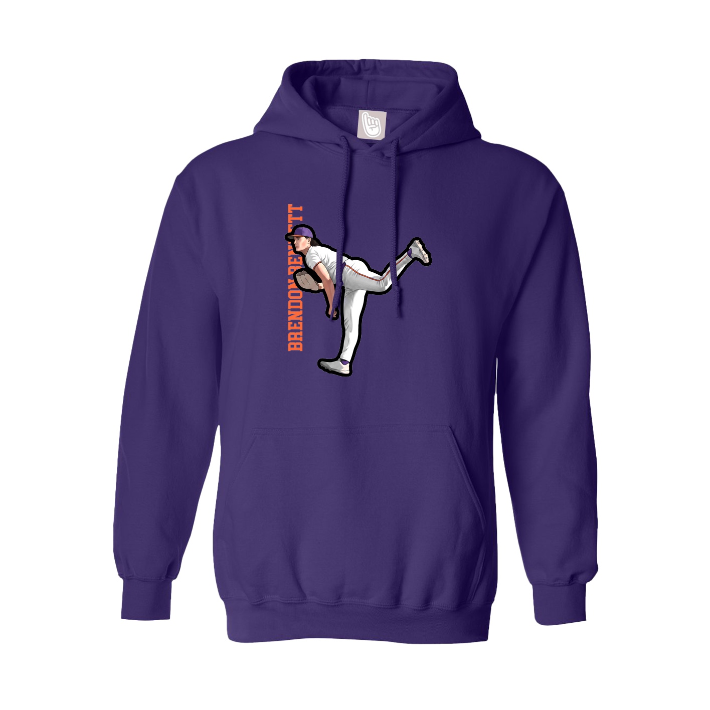 Hoodie — Name Vertical in Purple
