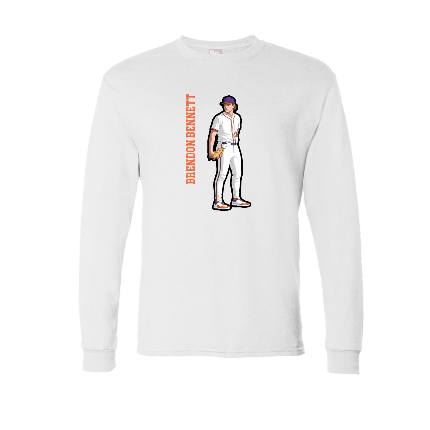 Long Sleeve Tee — Name Vertical in White