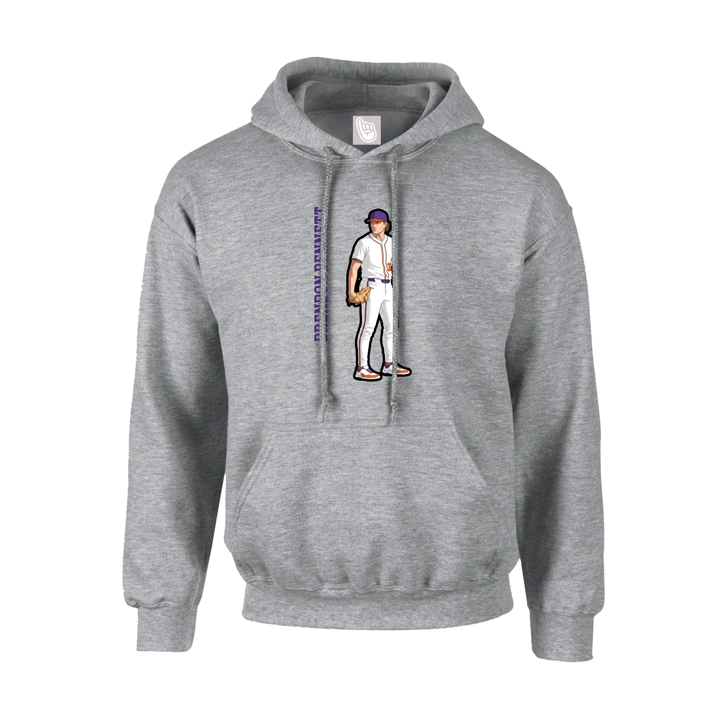 Youth Hoodie — Name Vertical in Grey