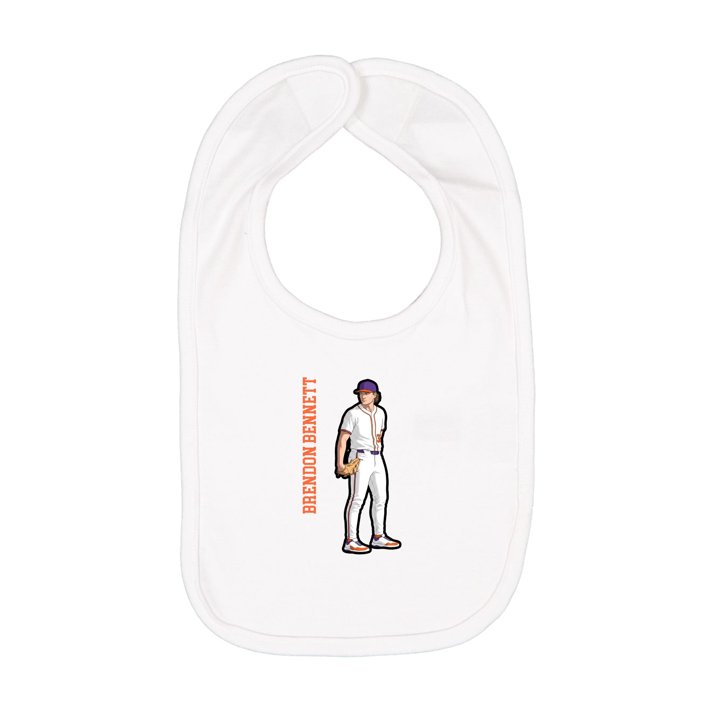 Infant Bib — Name Vertical in White
