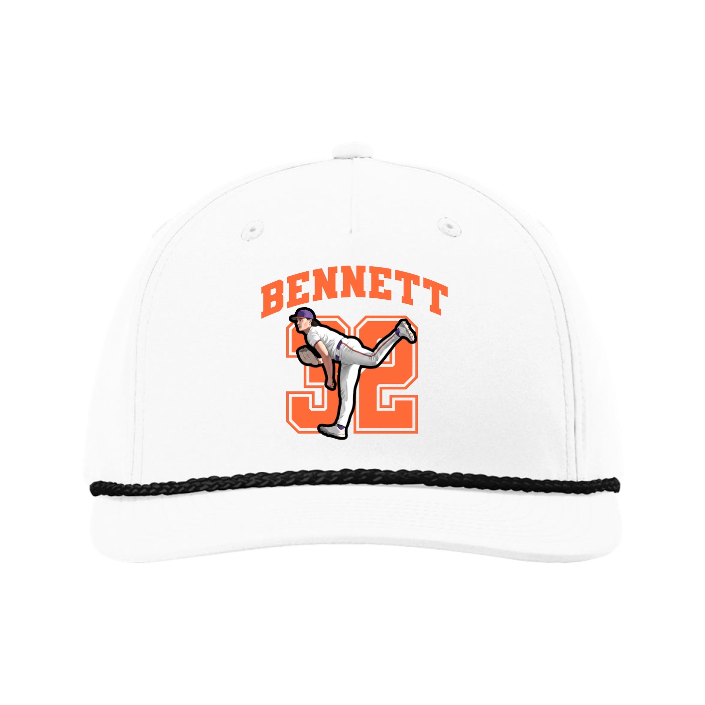 Five-Panel Classic Rope Cap — Number in White