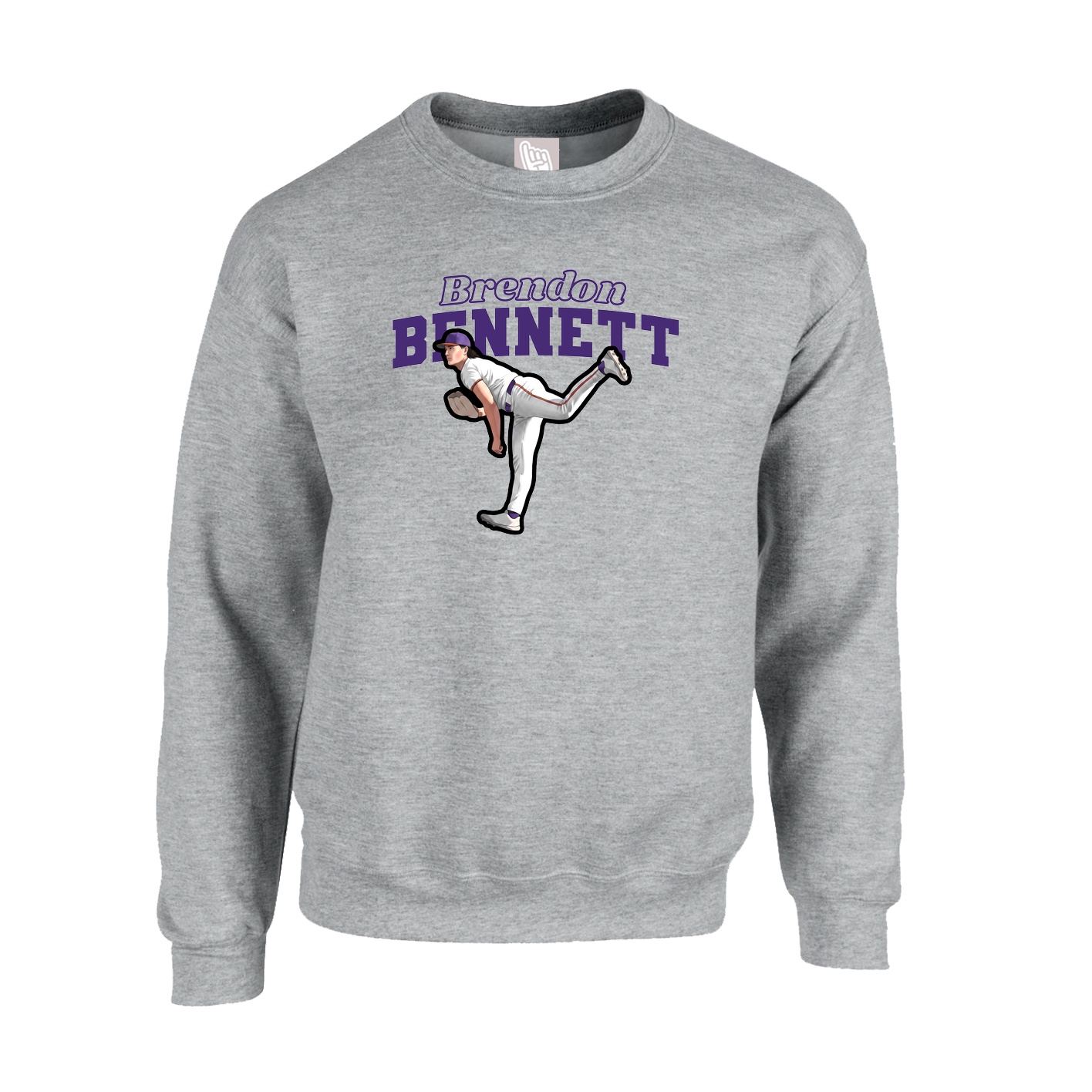 Fleece Crew — Name Arch in Grey