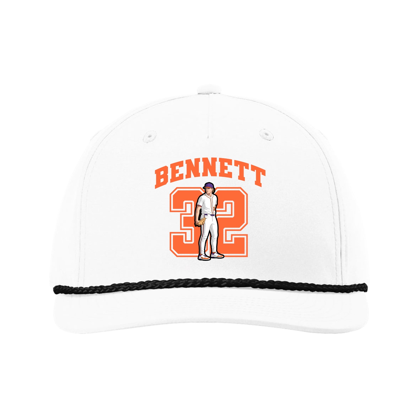 Five-Panel Classic Rope Cap — Number in White