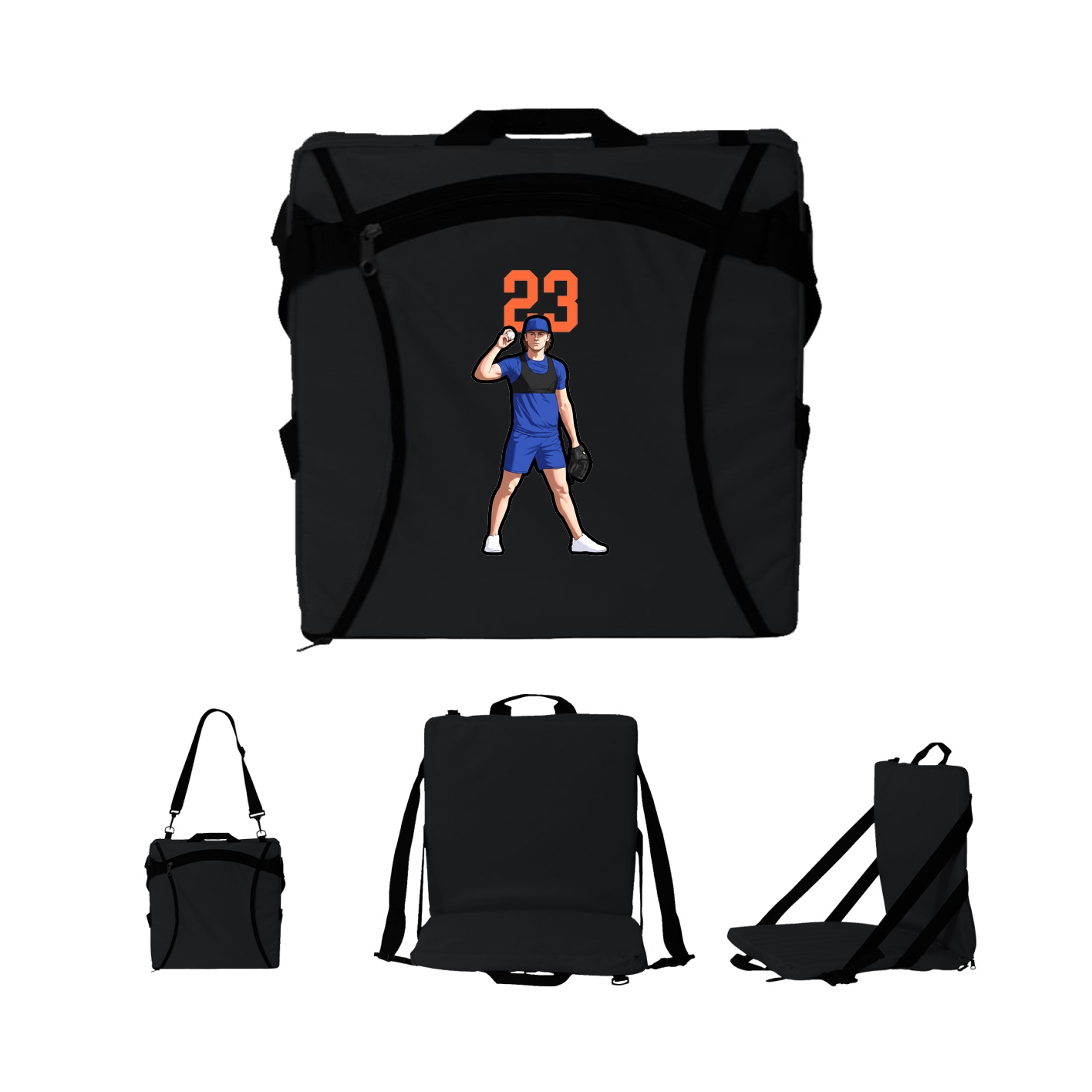 Folding Stadium Seat — Number Top in Black