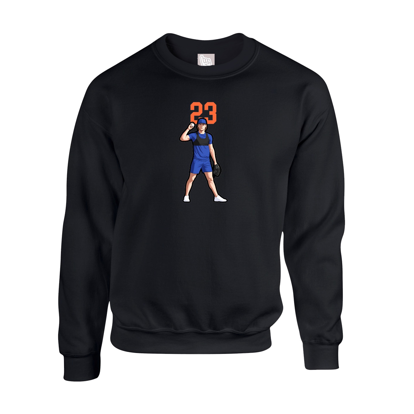 Fleece Crew — Number Top in Black