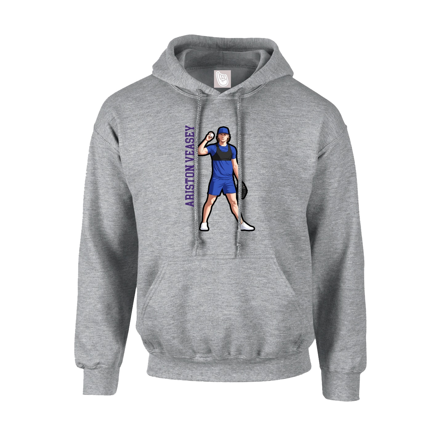 Youth Hoodie — Name Vertical in Grey