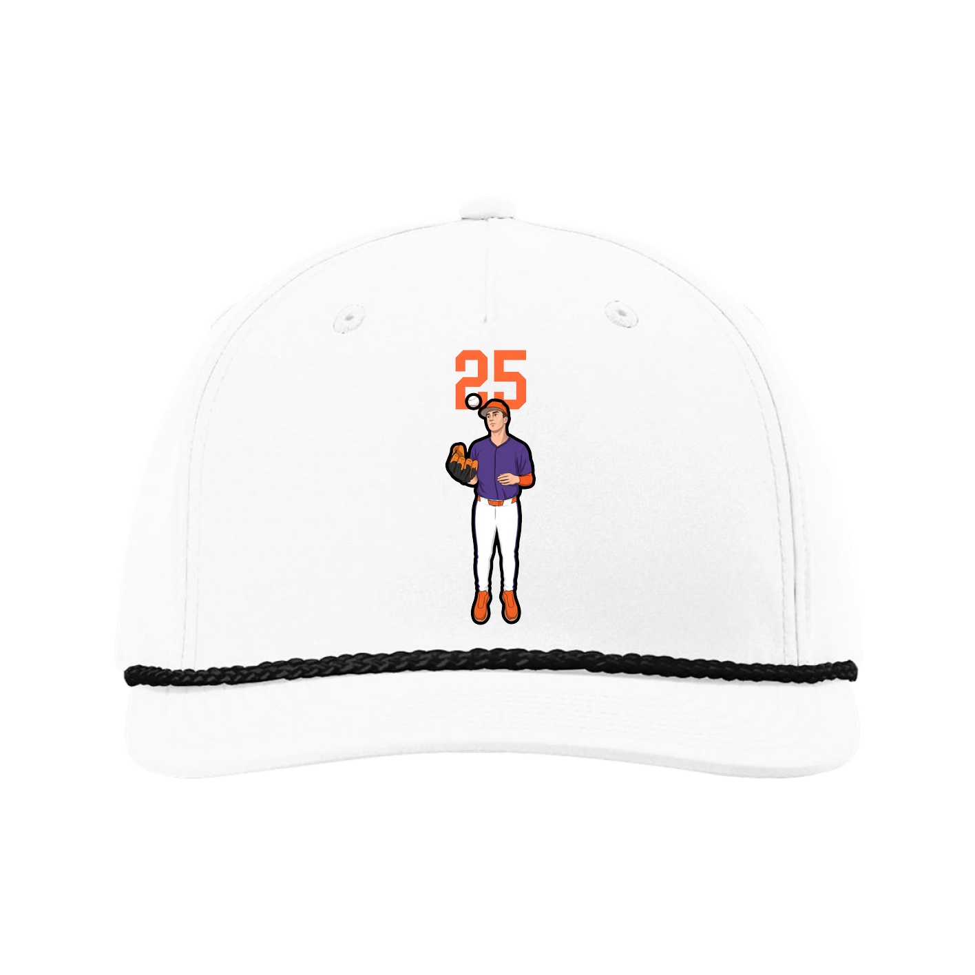 Five-Panel Classic Rope Cap — Number Top in White