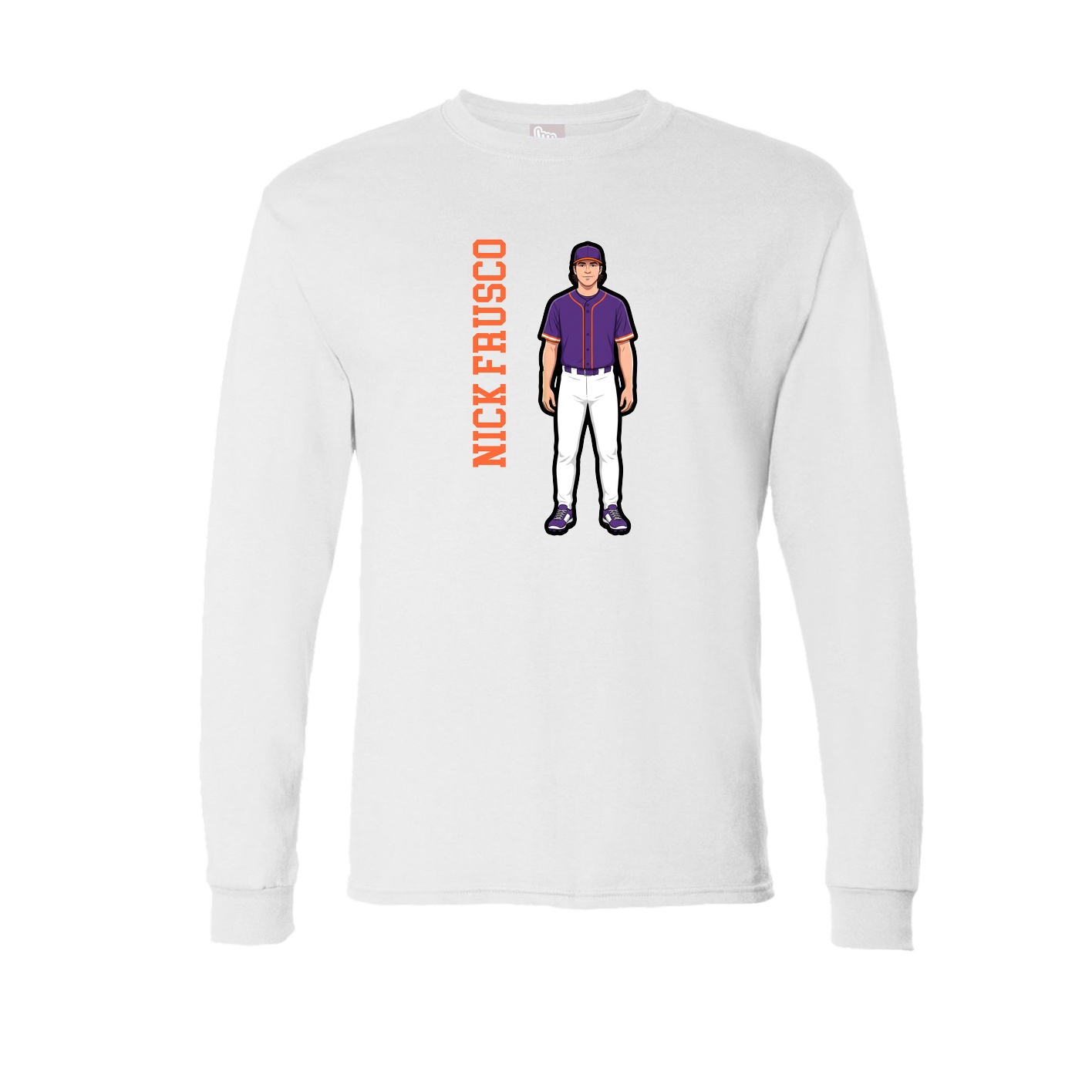 Long Sleeve Tee — Name Vertical in White