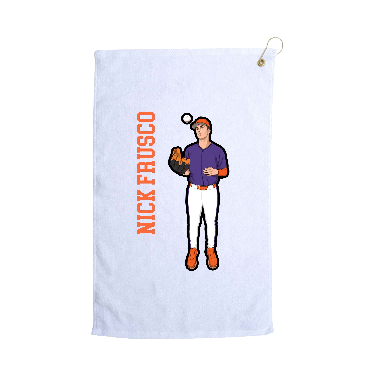 Golf Towel — Name Vertical in White