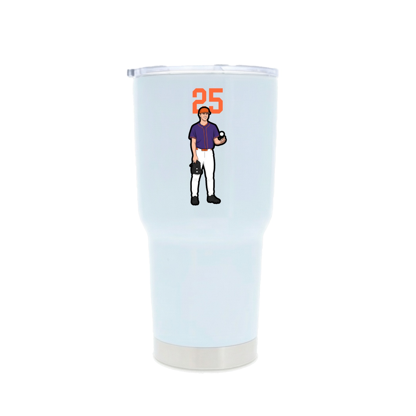 30oz Stainless Steel Tumbler — Number Top in White