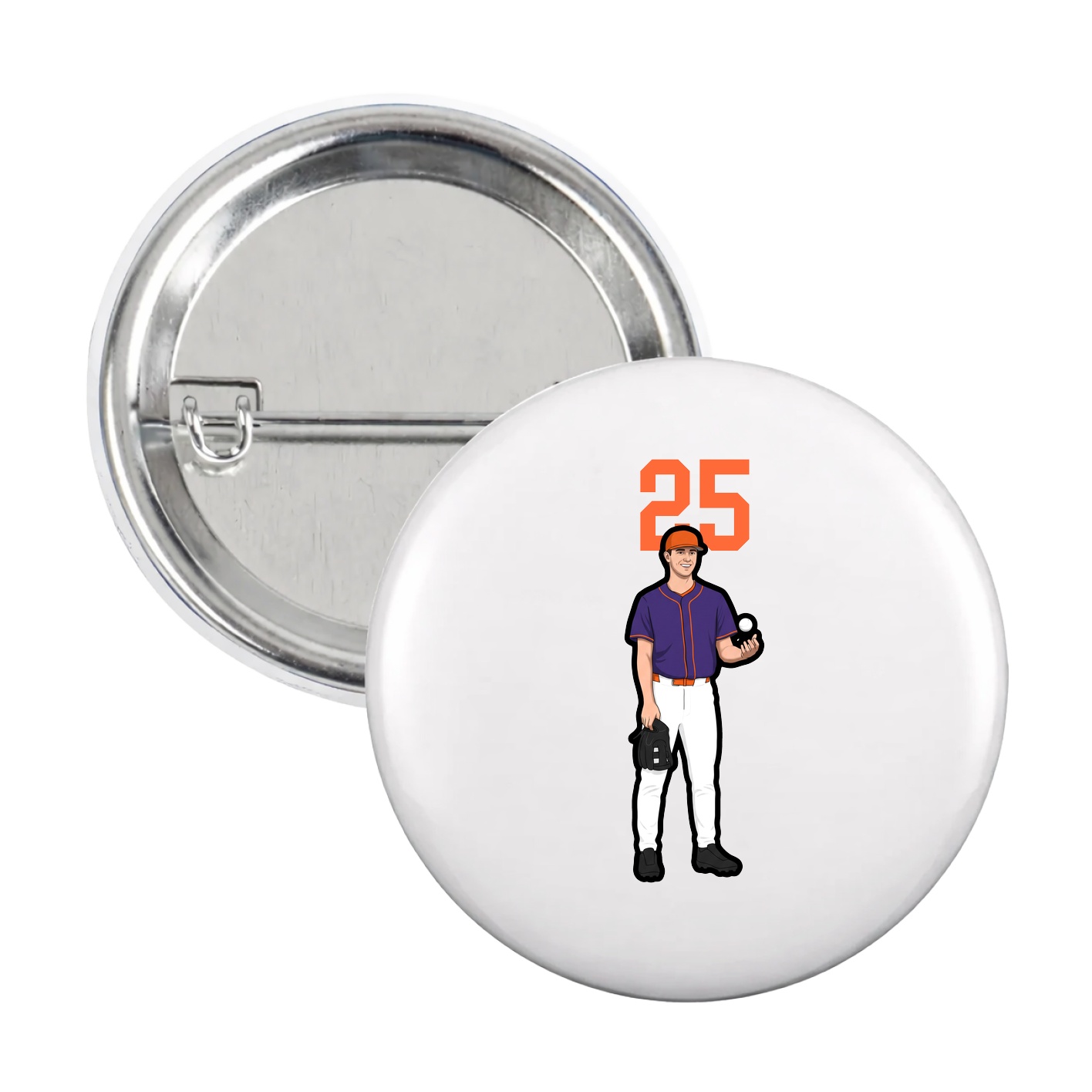 Game Day Button — Number Top in White