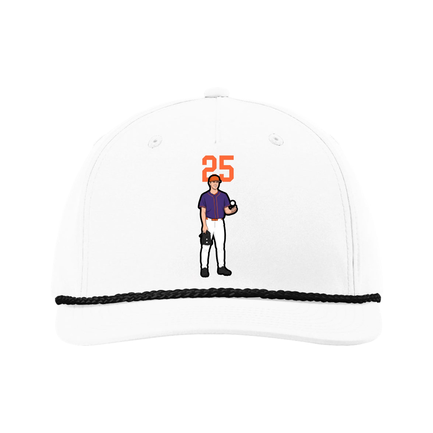 Five-Panel Classic Rope Cap — Number Top in White