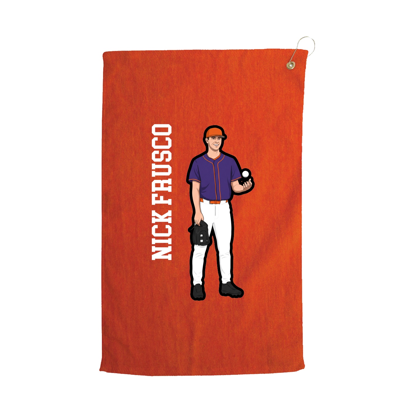 Golf Towel — Name Vertical in Orange