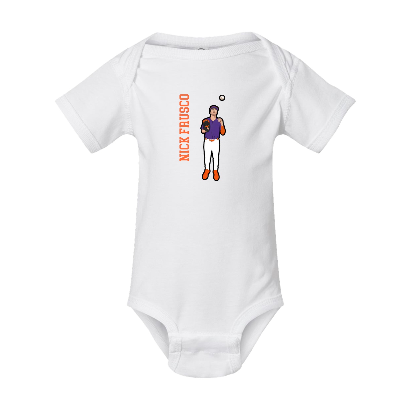 Baby Onesie — Name Vertical in White