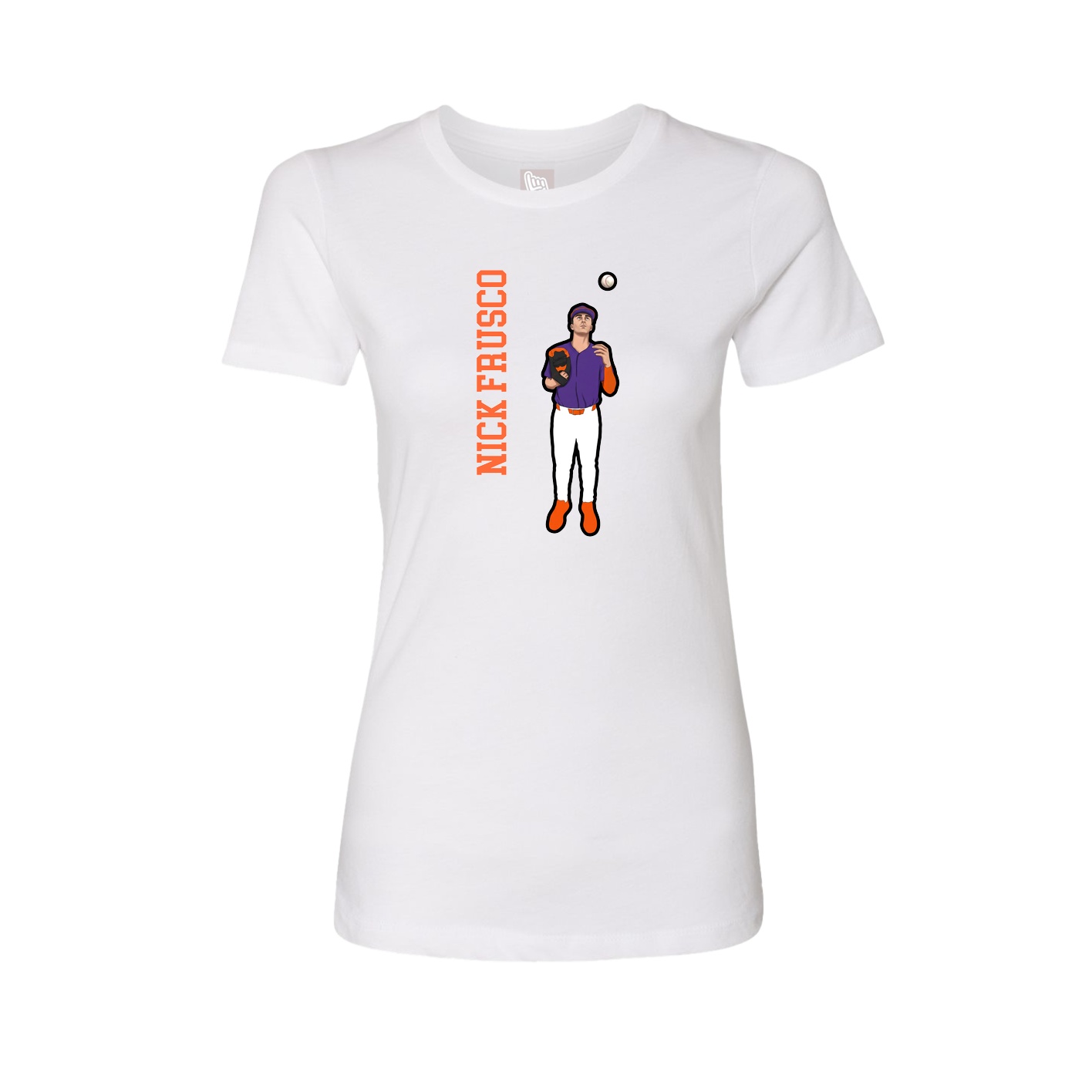 Fitted Women's Tee — Name Vertical in White