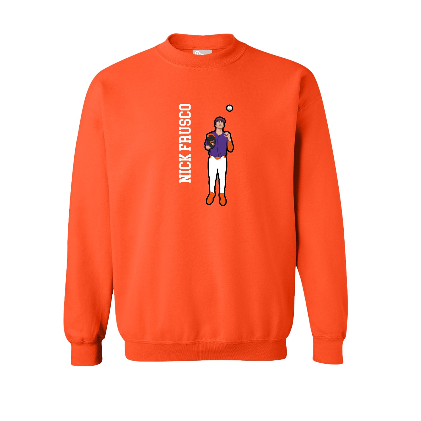 Fleece Crew — Name Vertical in Orange