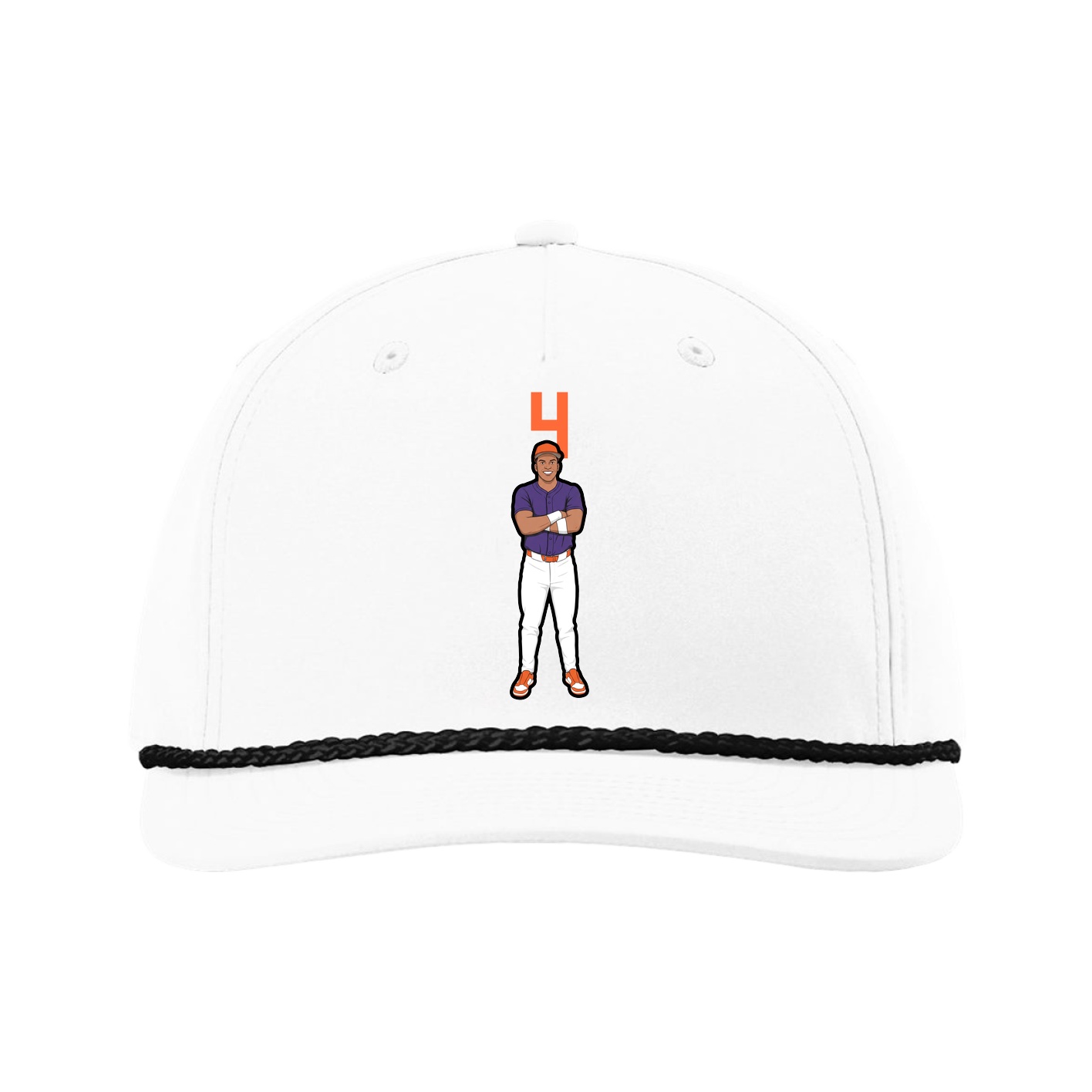 Five-Panel Classic Rope Cap — Number Top in White