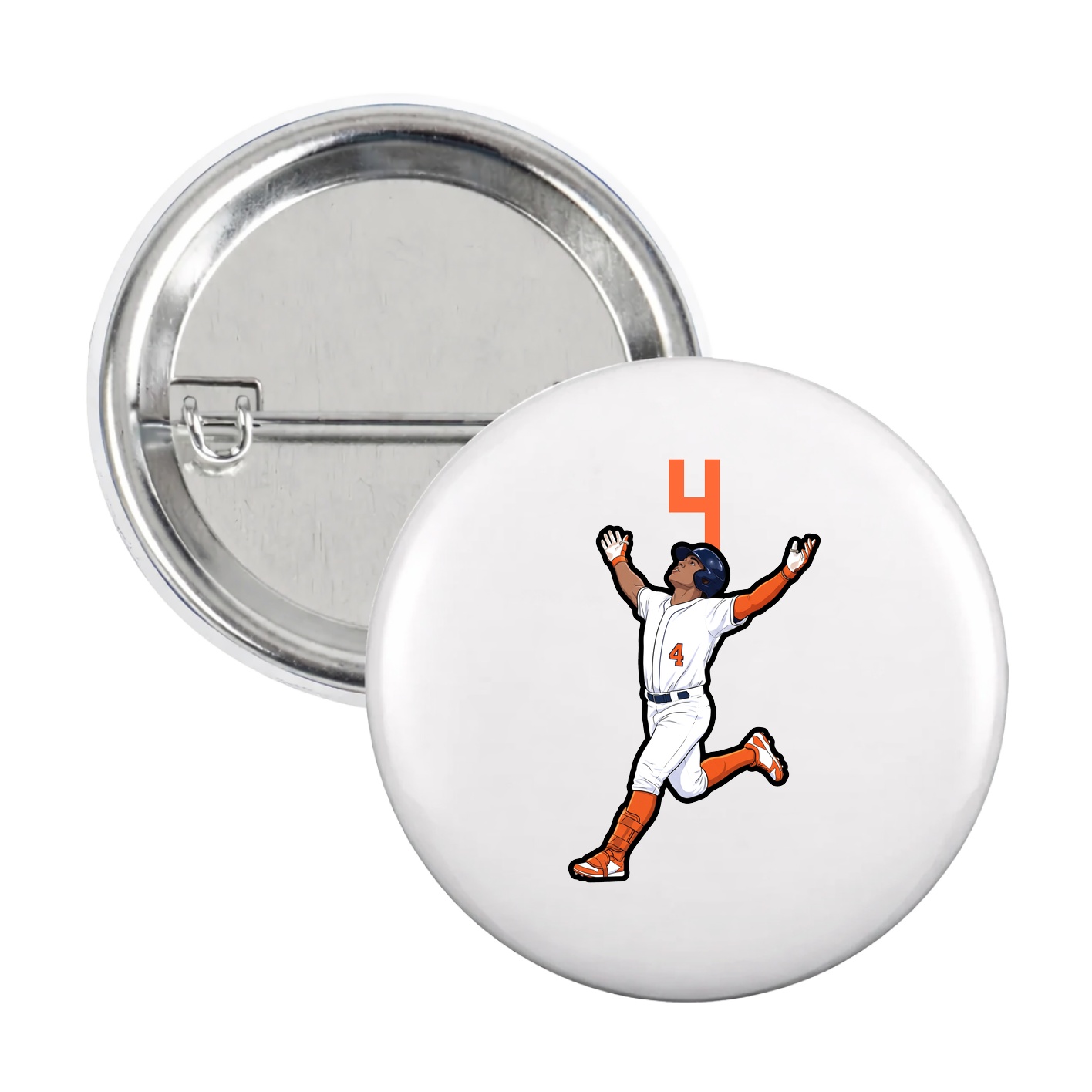 Game Day Button — Number Top in White