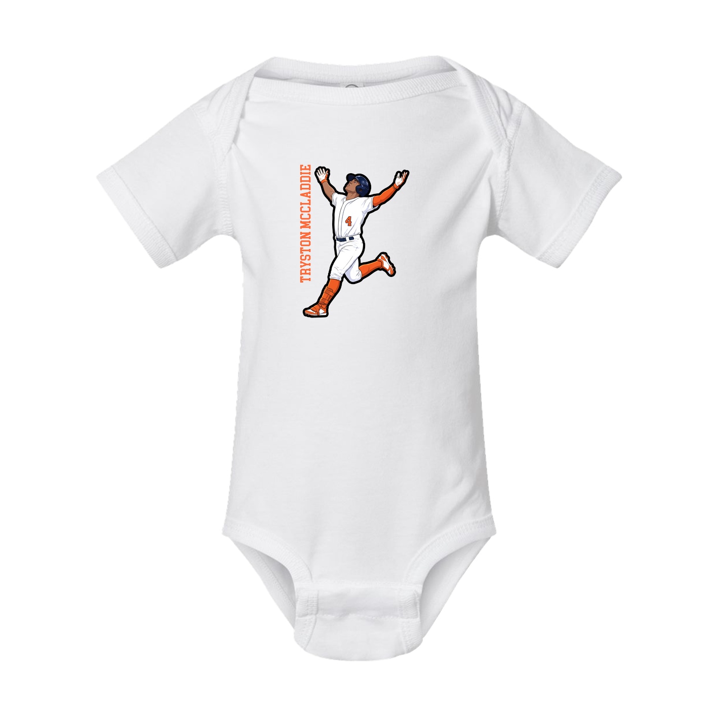 Baby Onesie — Name Vertical in White