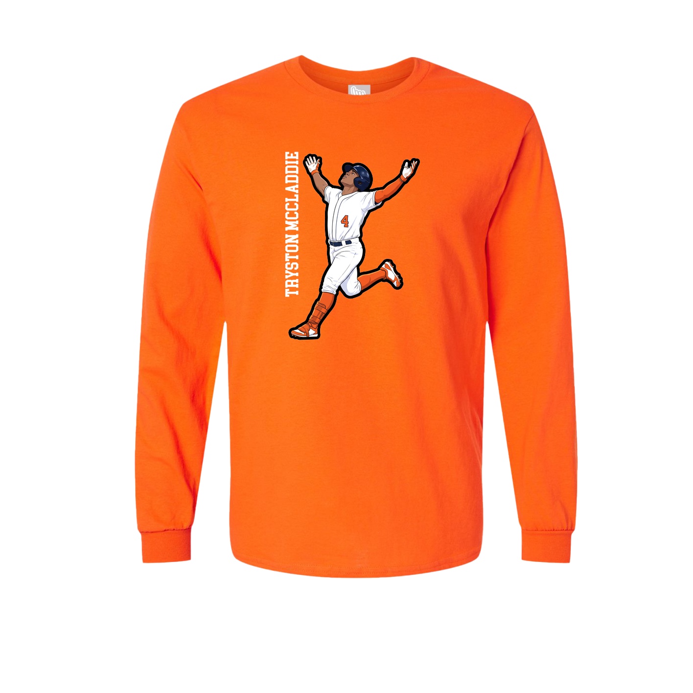 Long Sleeve Tee — Name Vertical in Orange