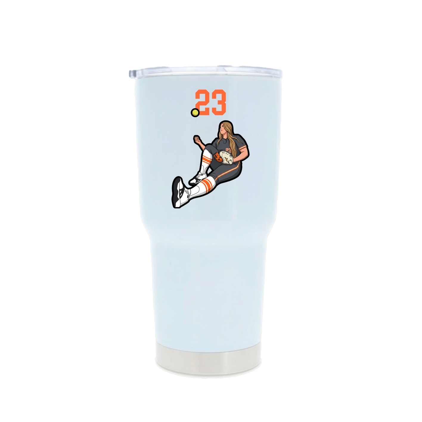 30oz Stainless Steel Tumbler — Number Top in White