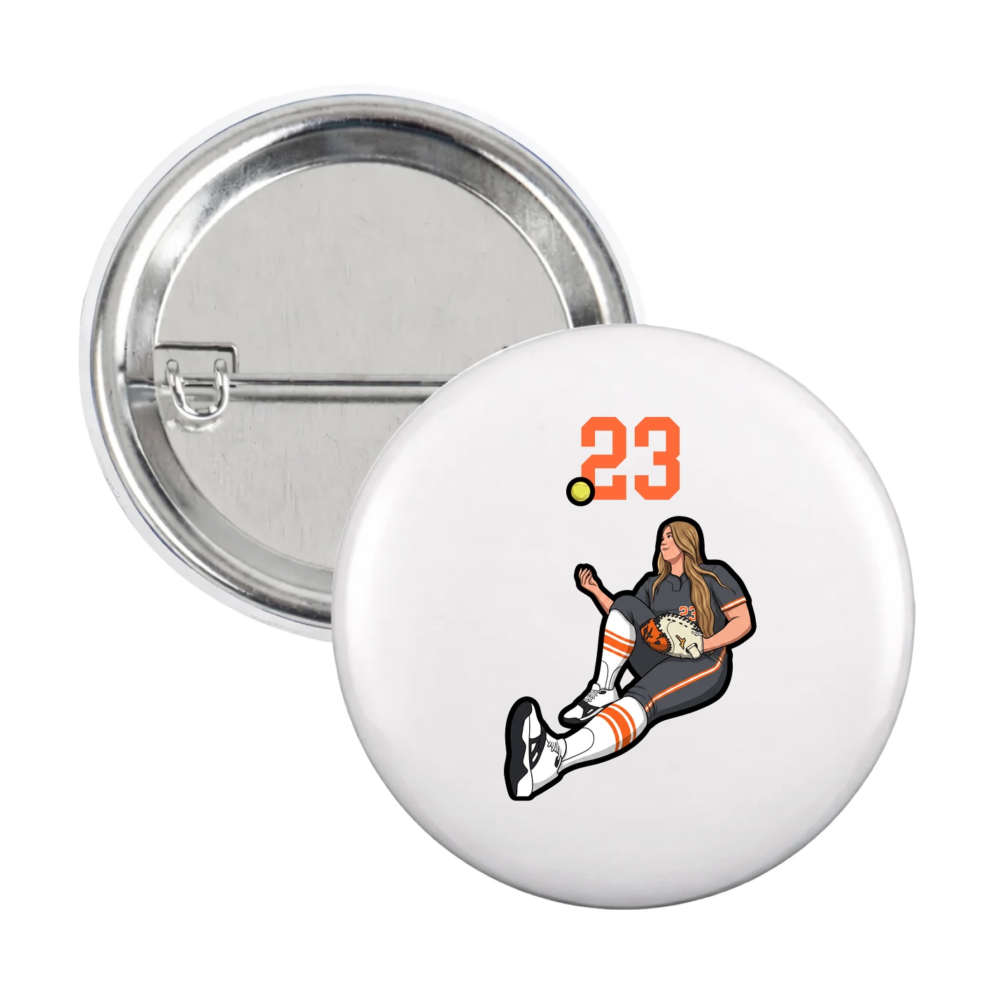 Game Day Button — Number Top in White