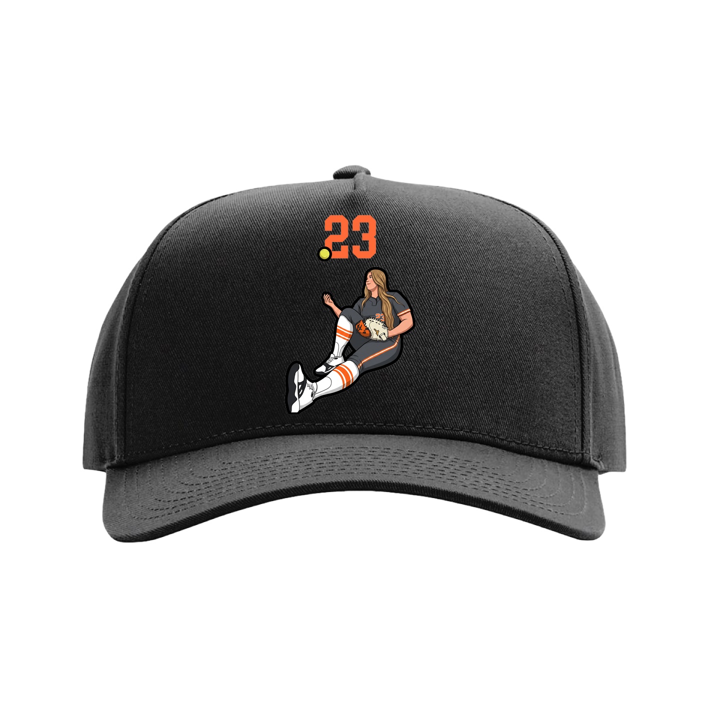Full Fabric Five-Panel Champ Cap — Number Top in Black