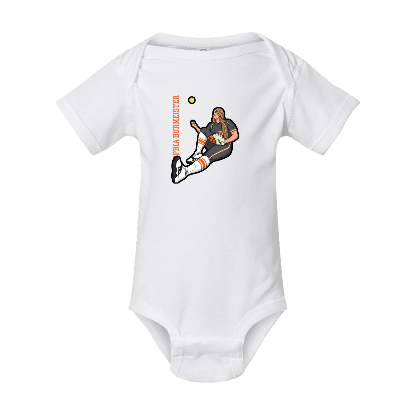Baby Onesie — Name Vertical in White
