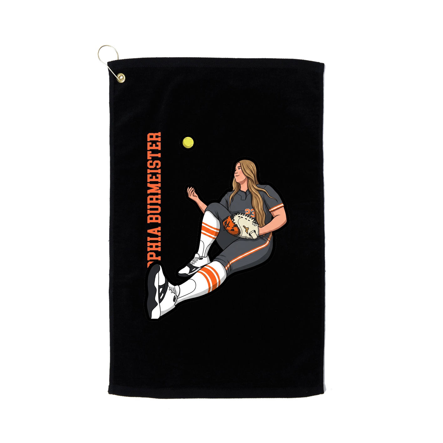 Golf Towel — Name Vertical in Black