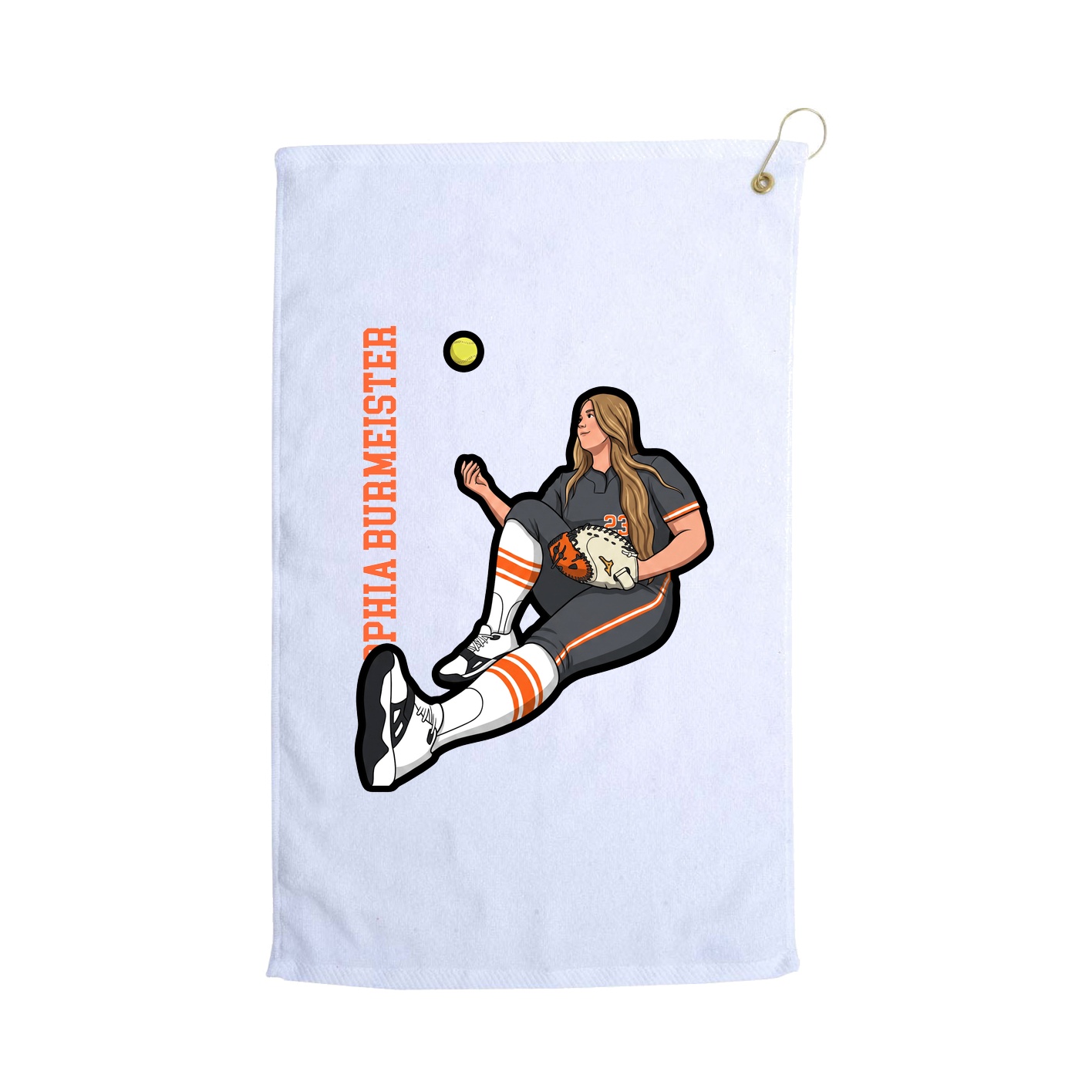 Golf Towel — Name Vertical in White