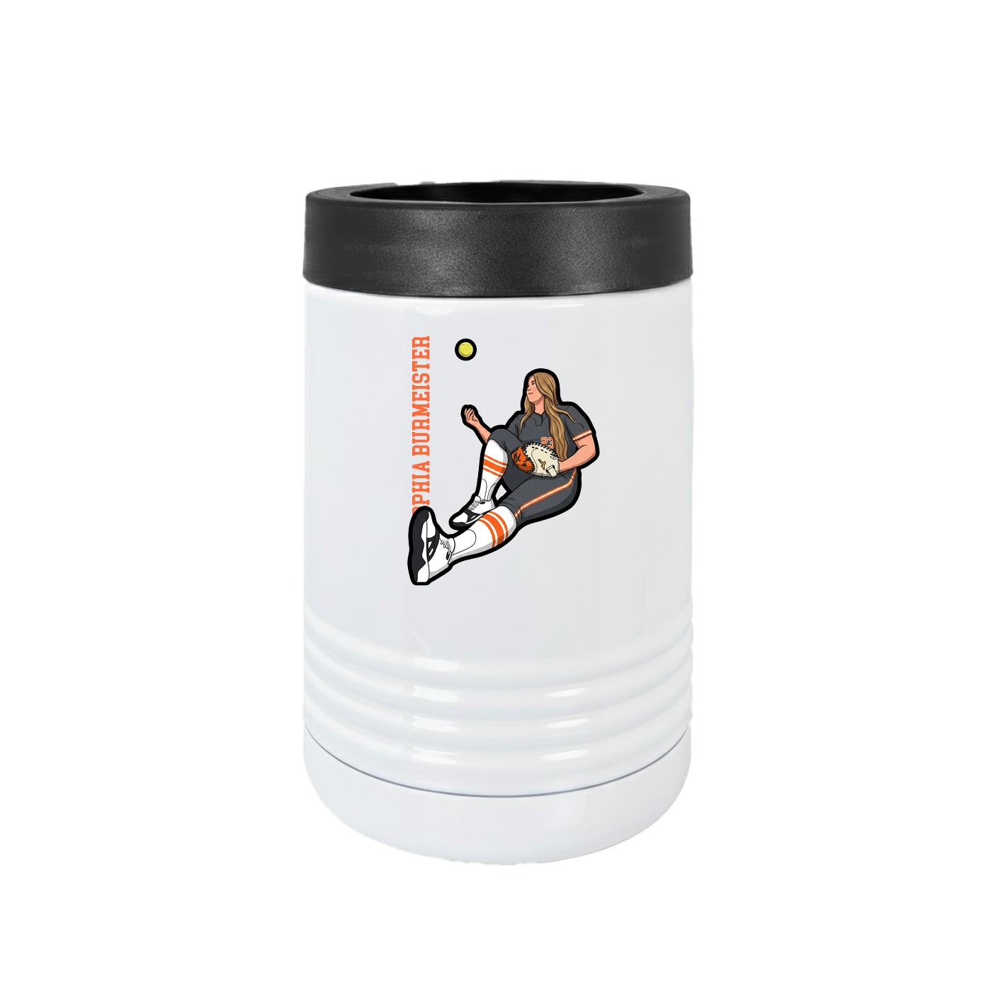 Beverage Holder — Name Vertical in White