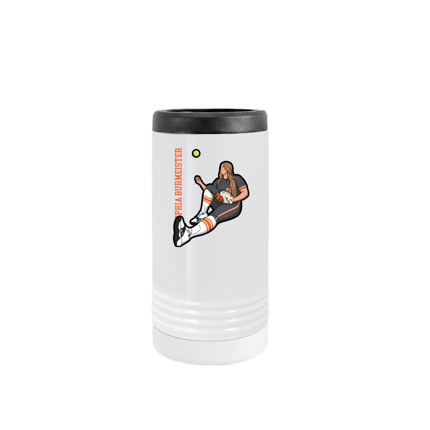 Slim Beverage Holder — Name Vertical in White