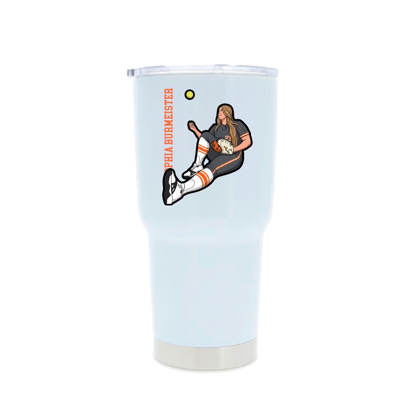 30oz Stainless Steel Tumbler — Name Vertical in White