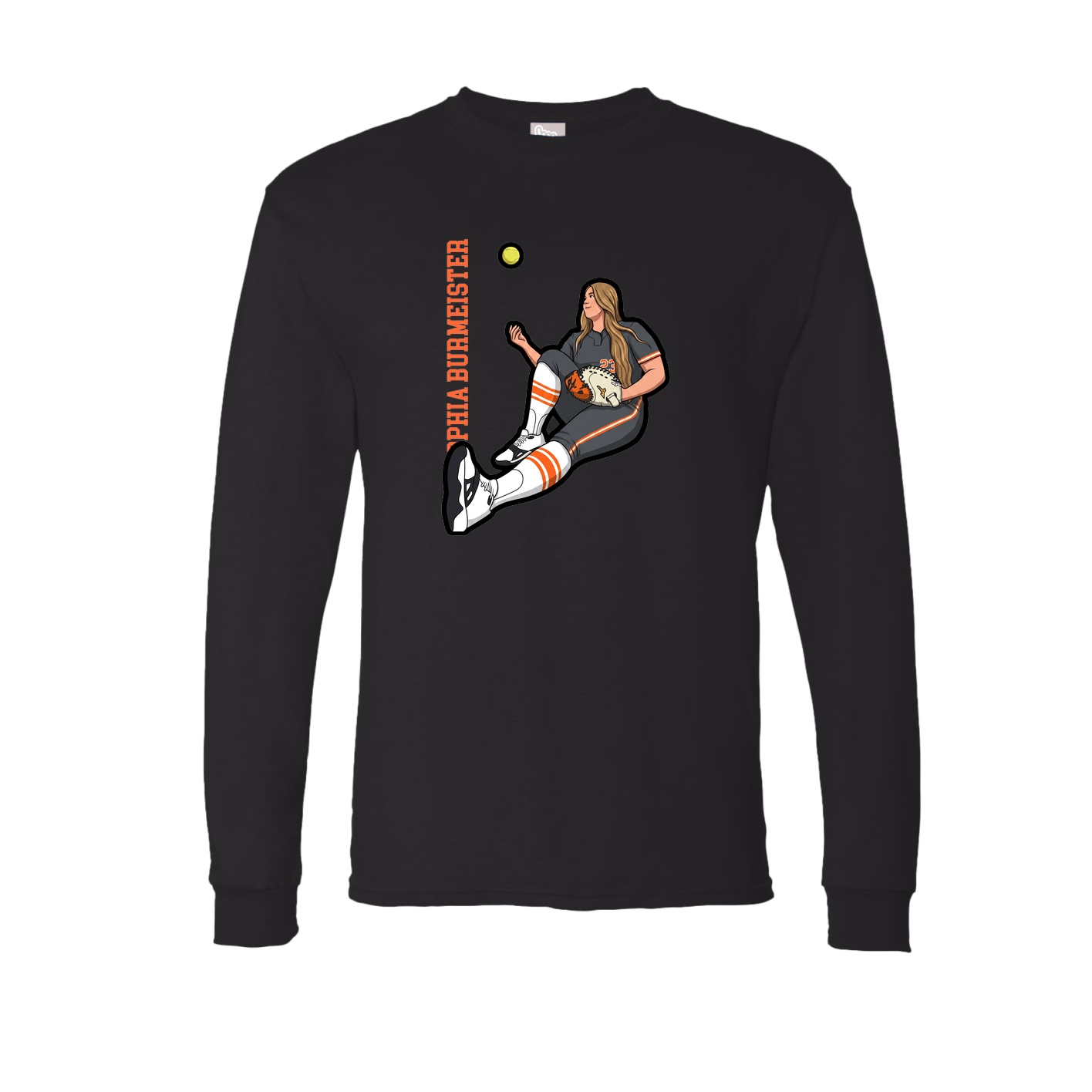 Long Sleeve Tee — Name Vertical in Black