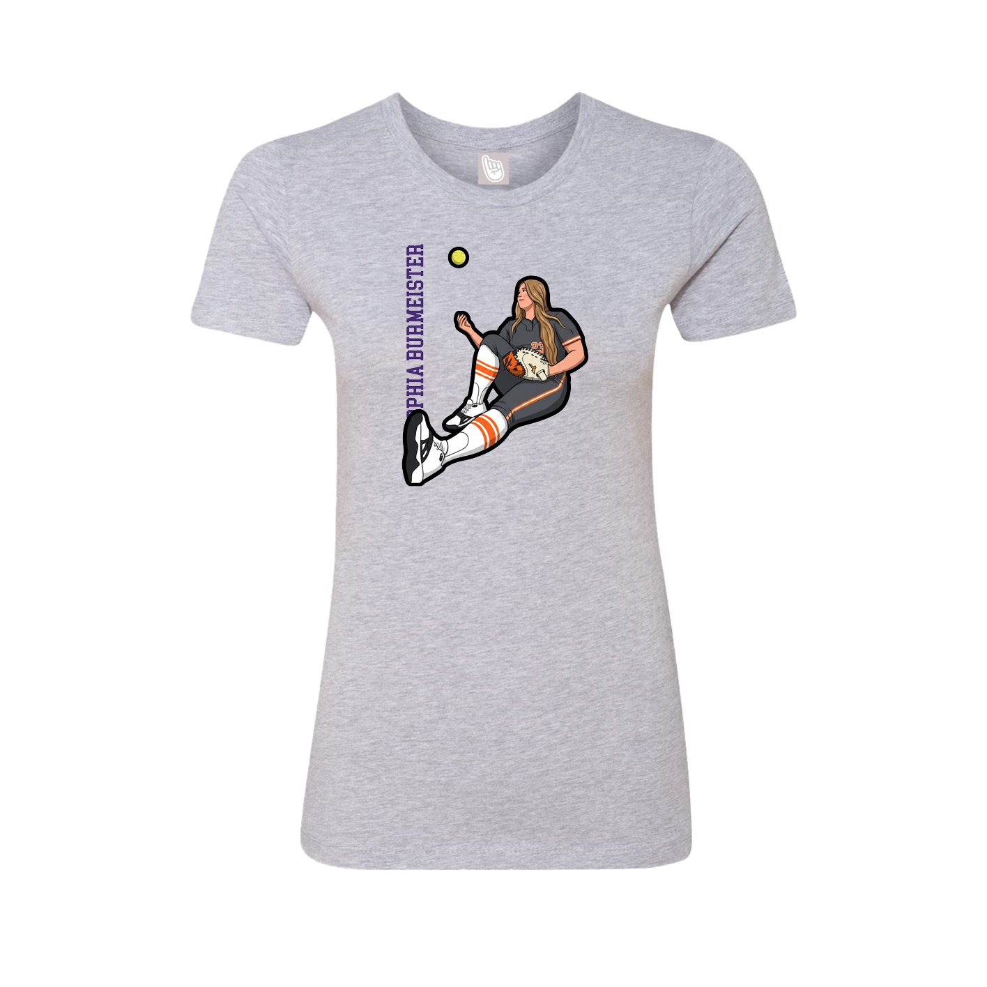 Womens Tee — Name Vertical in Grey