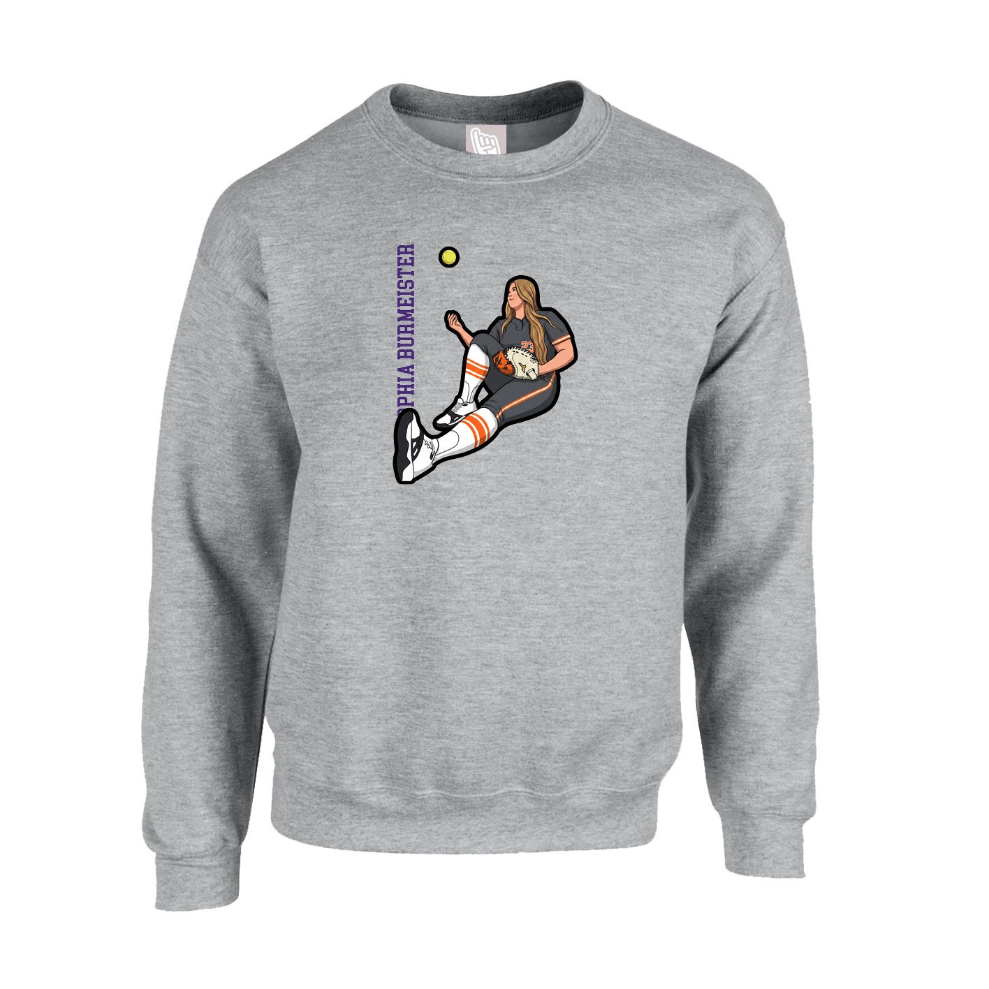 Fleece Crew — Name Vertical in Grey