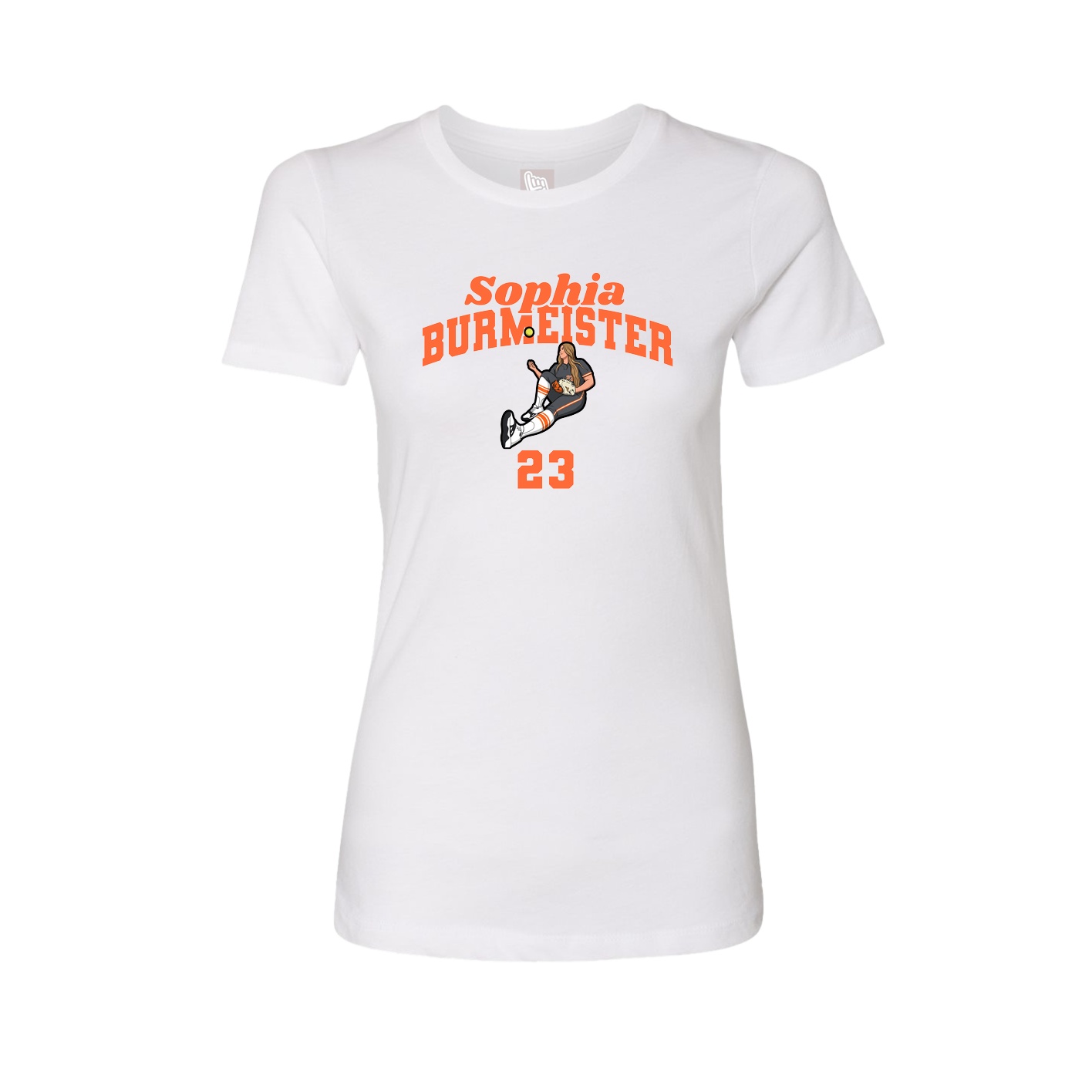 Fitted Women's Tee — Signature Arch in White