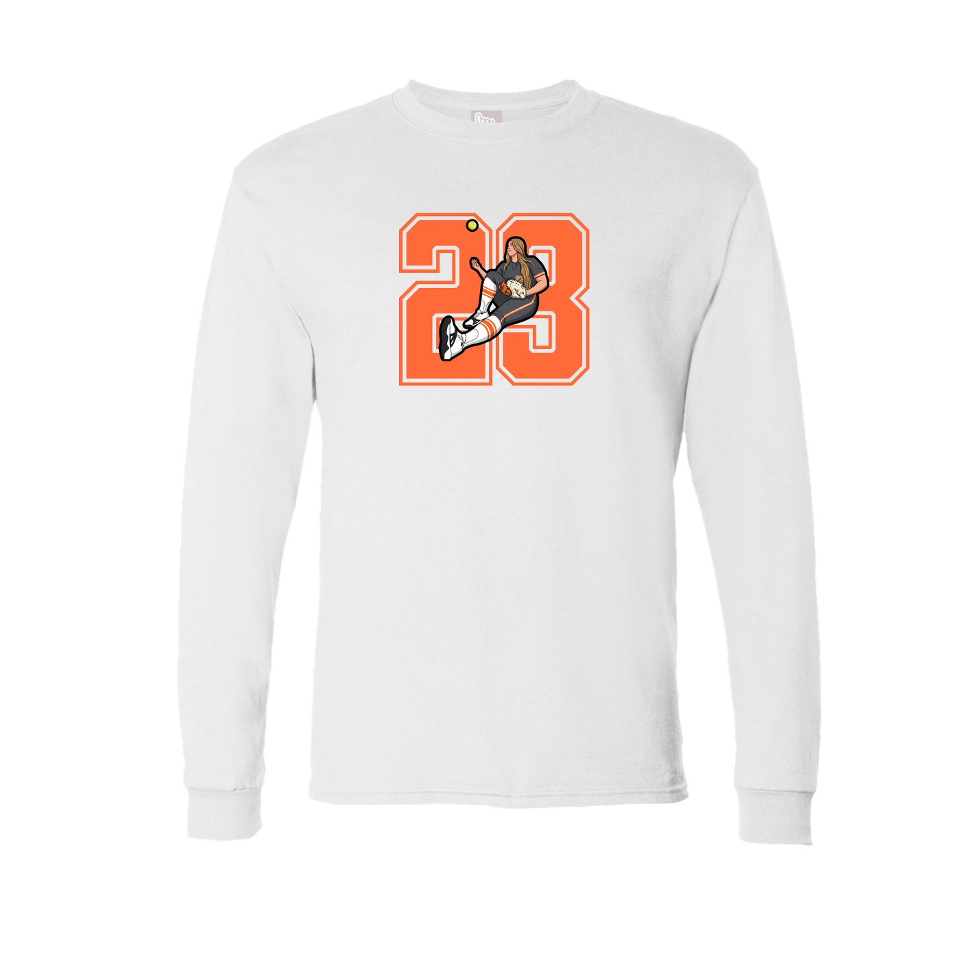 Long Sleeve Tee — Number in White