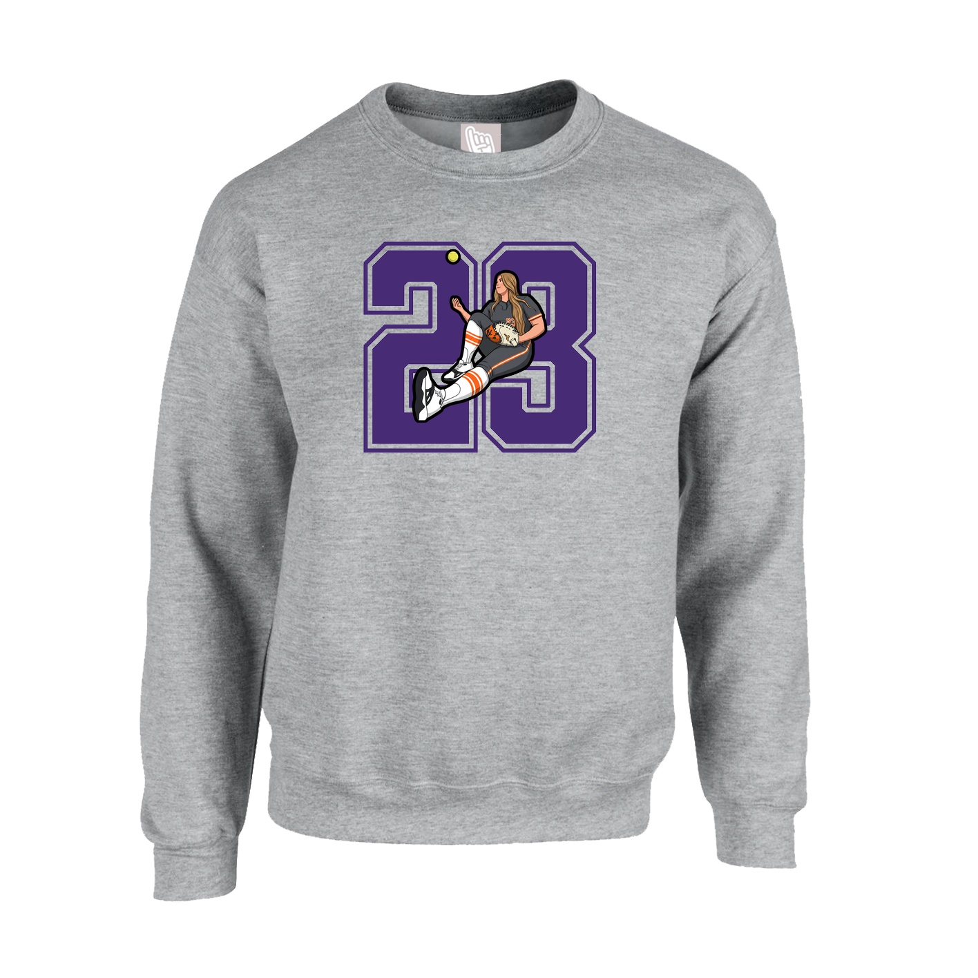 Fleece Crew — Number in Grey
