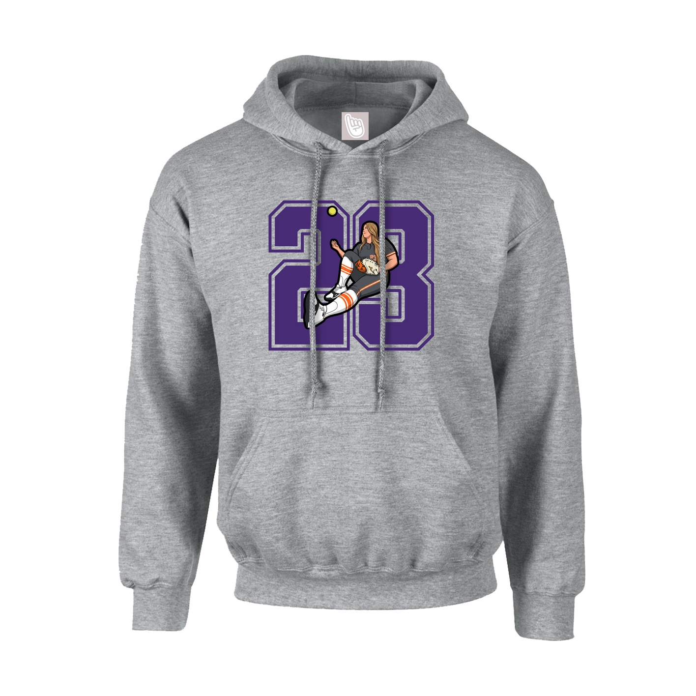 Youth Hoodie — Number in Grey