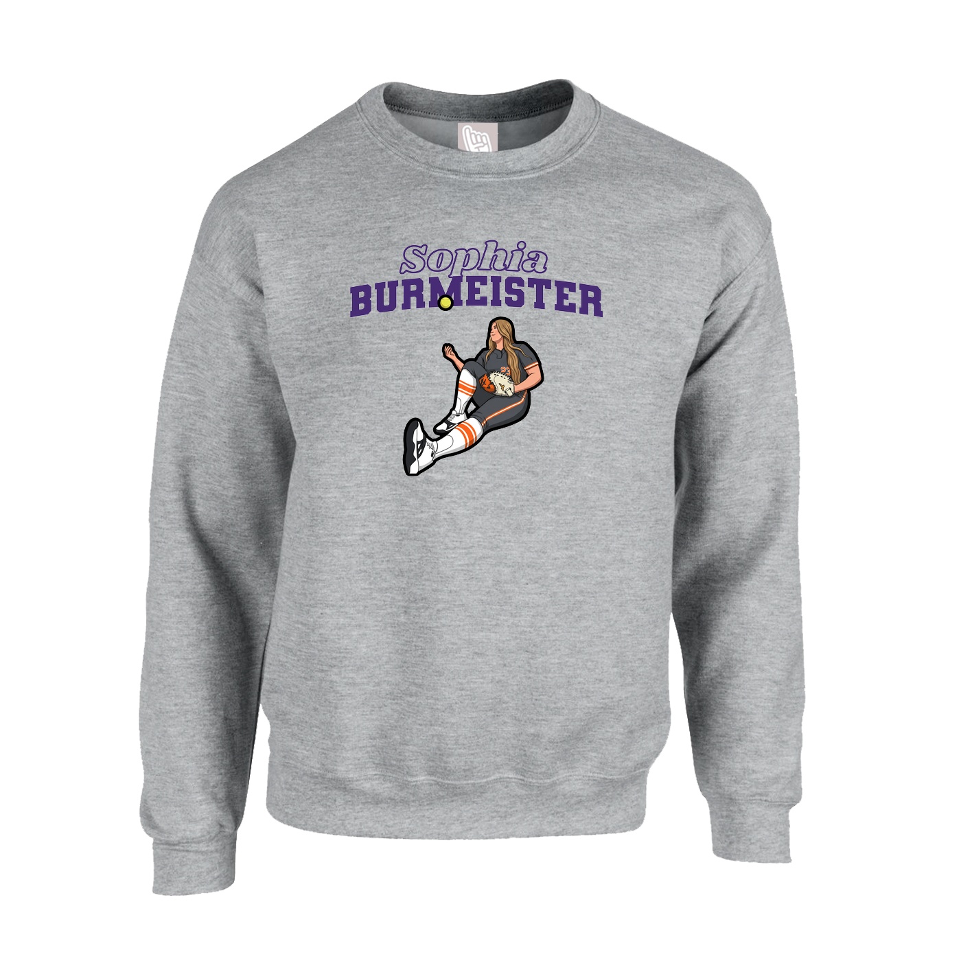 Fleece Crew — Name Arch in Grey