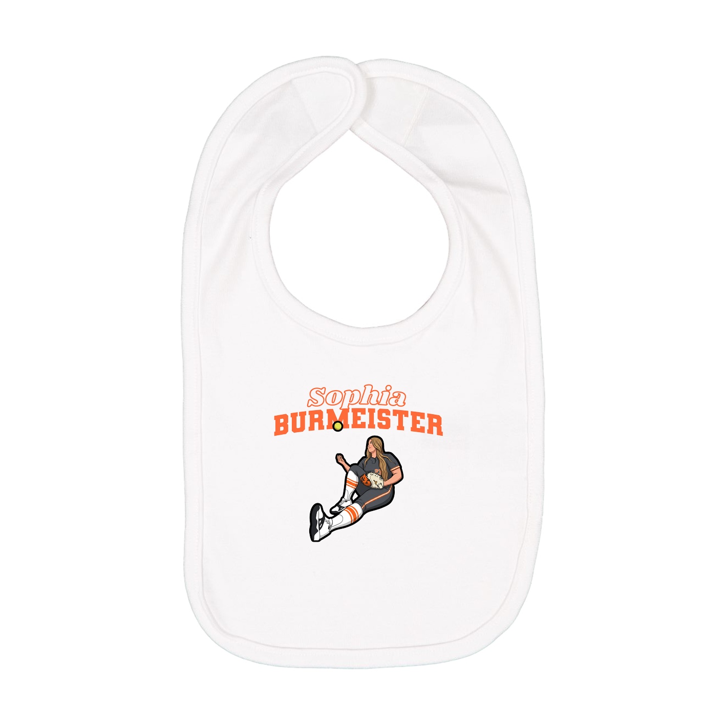 Infant Bib — Name Arch in White