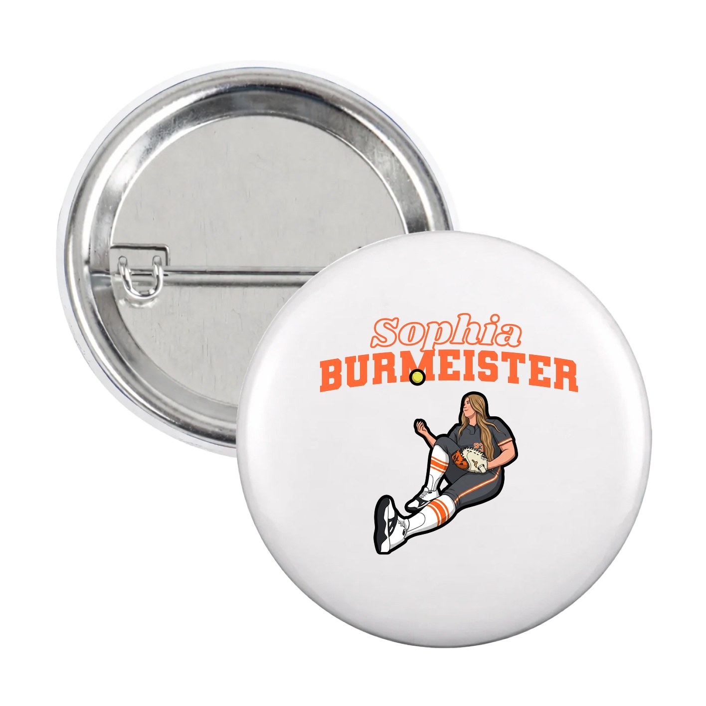 Game Day Button — Name Arch in White