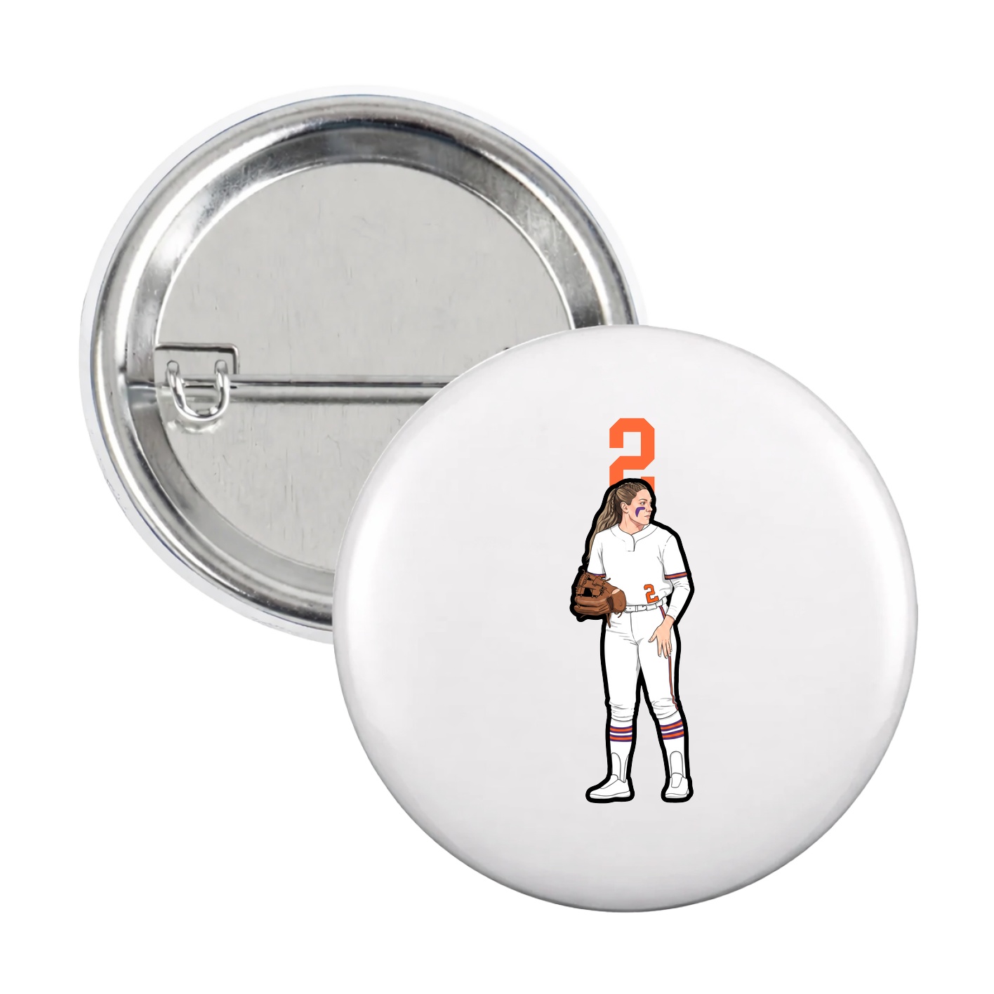 Game Day Button — Number Top in White