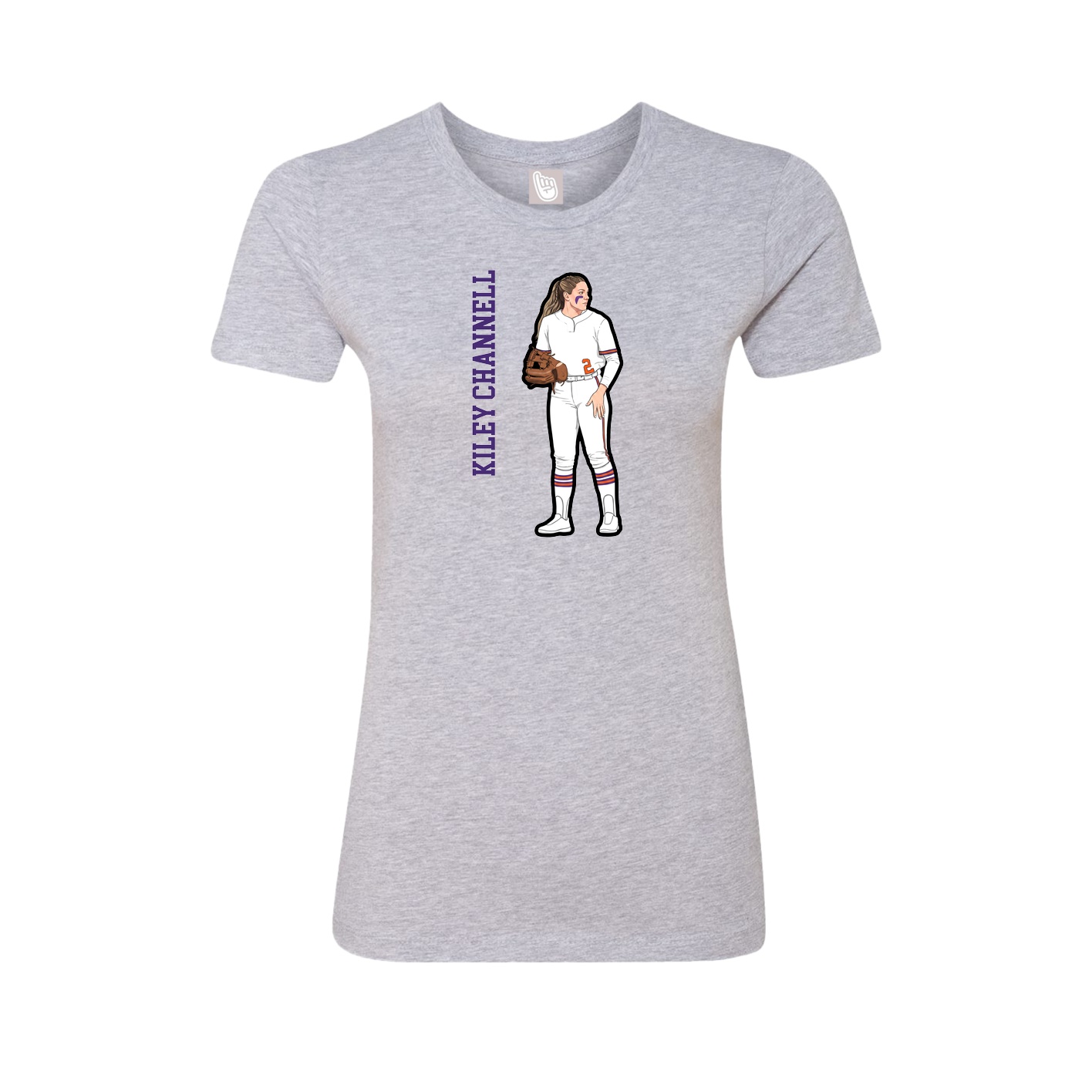 Fitted Women's Tee — Name Vertical in Grey