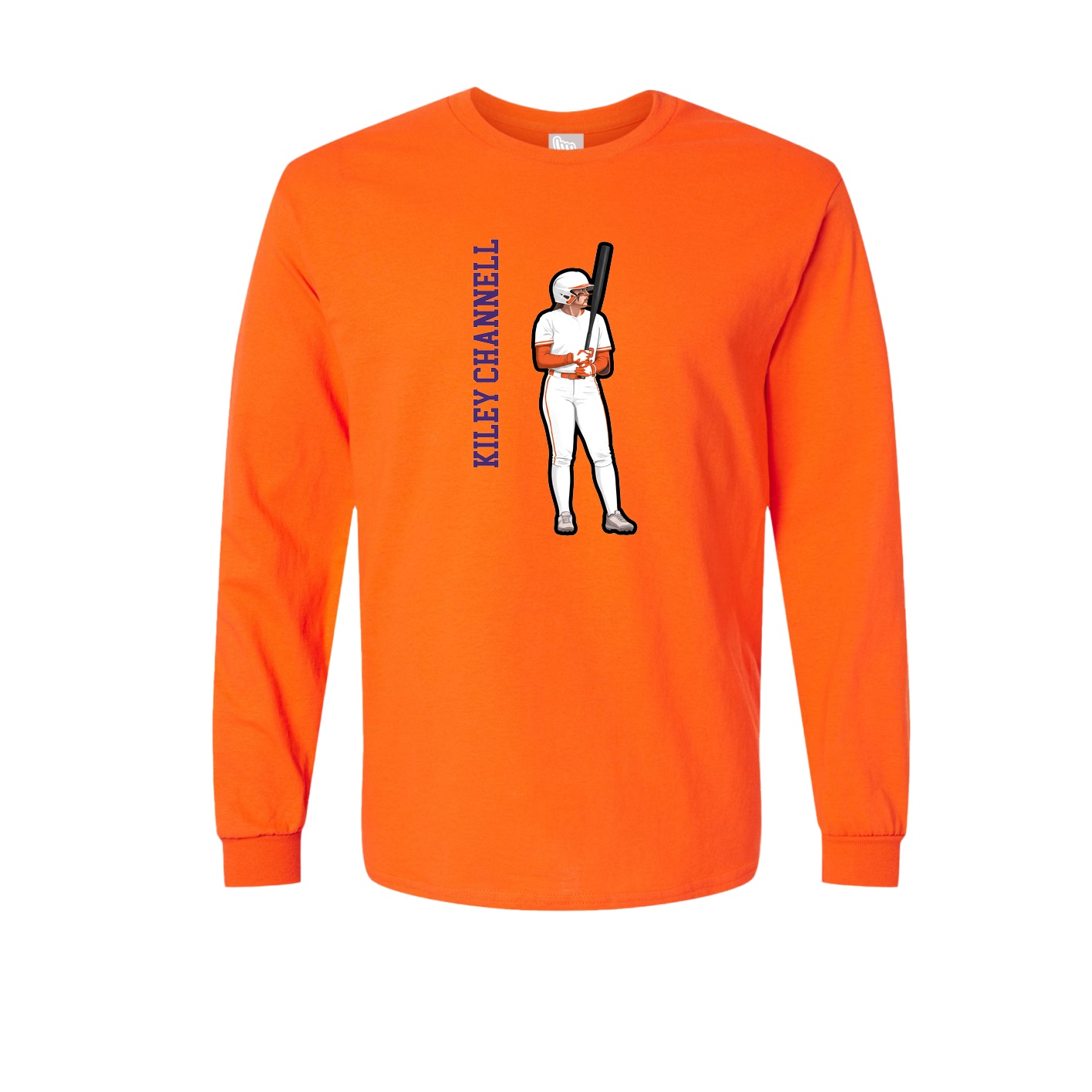 Long Sleeve Tee — Name Vertical in Orange
