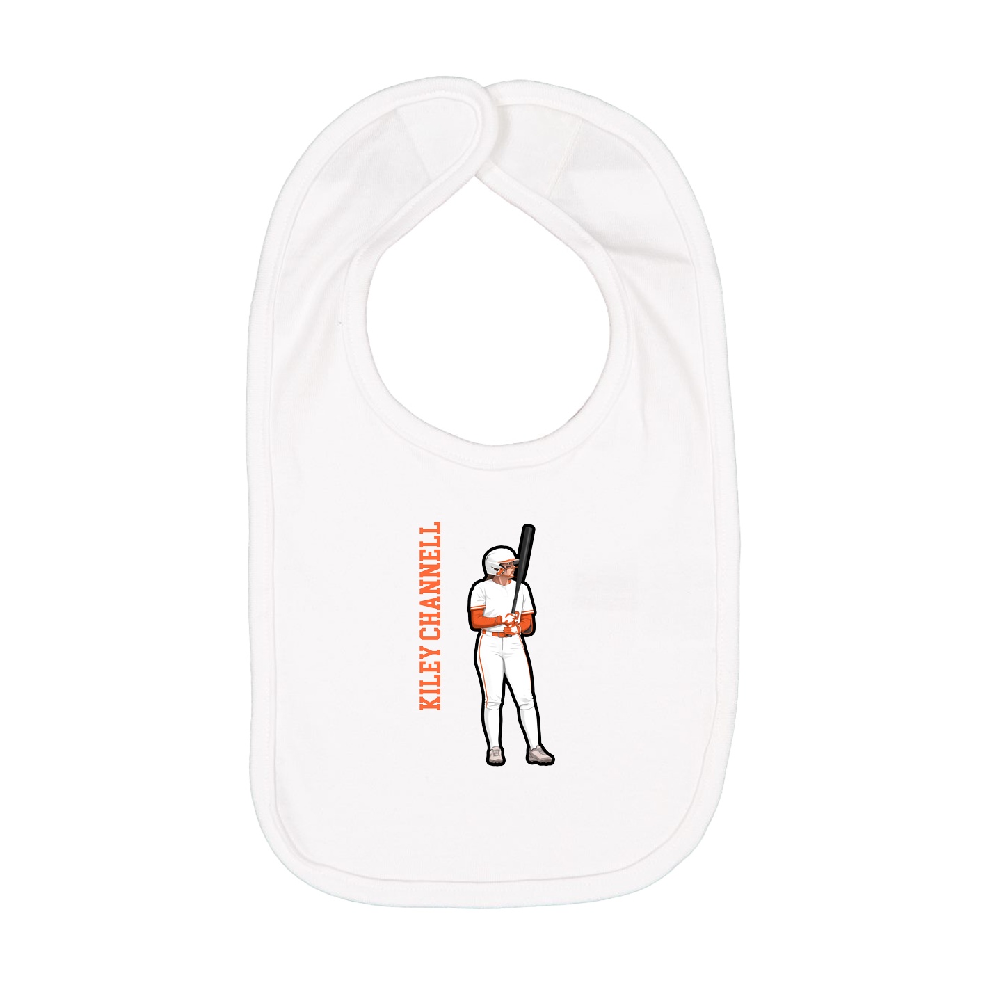Infant Bib — Name Vertical in White