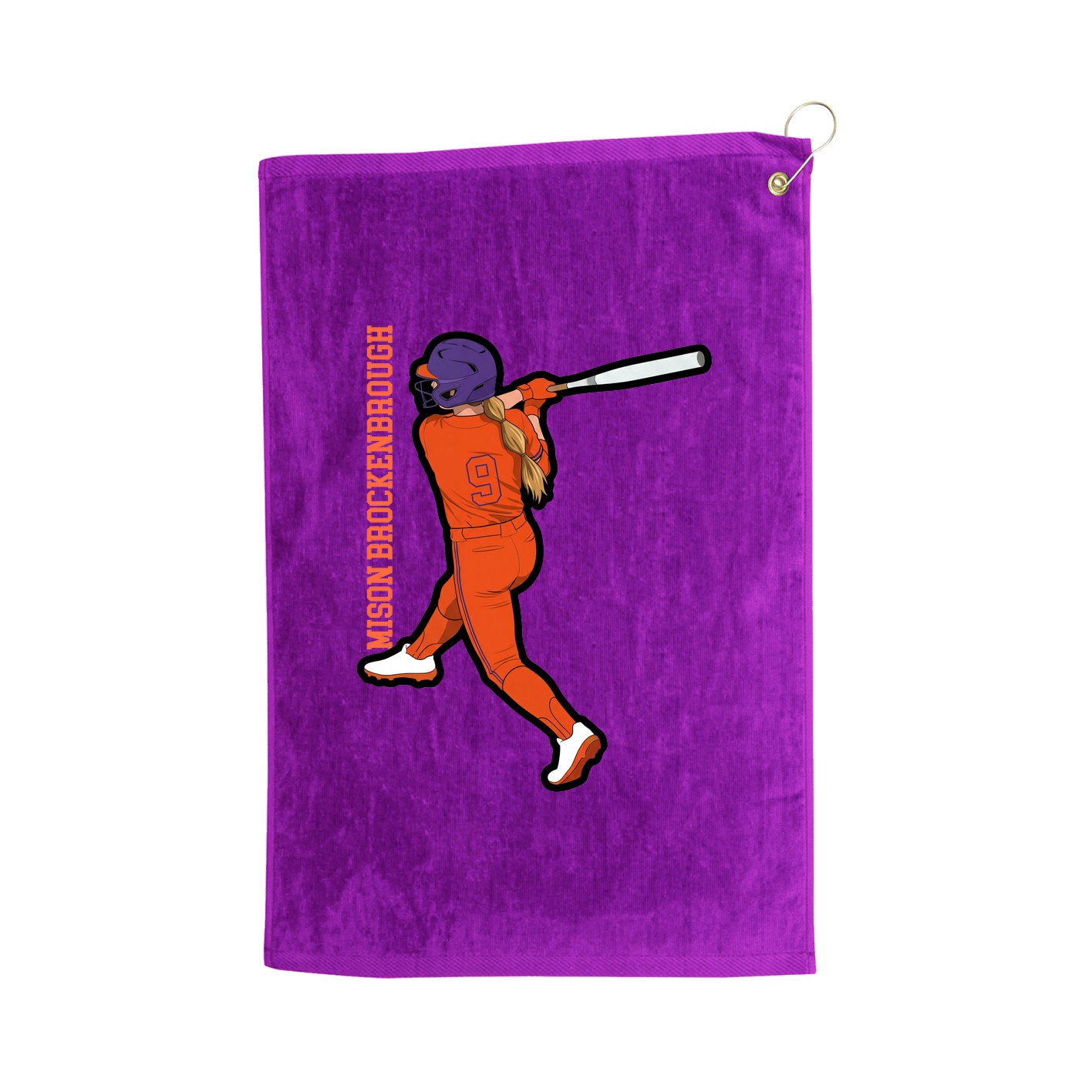 Golf Towel — Name Vertical in Purple