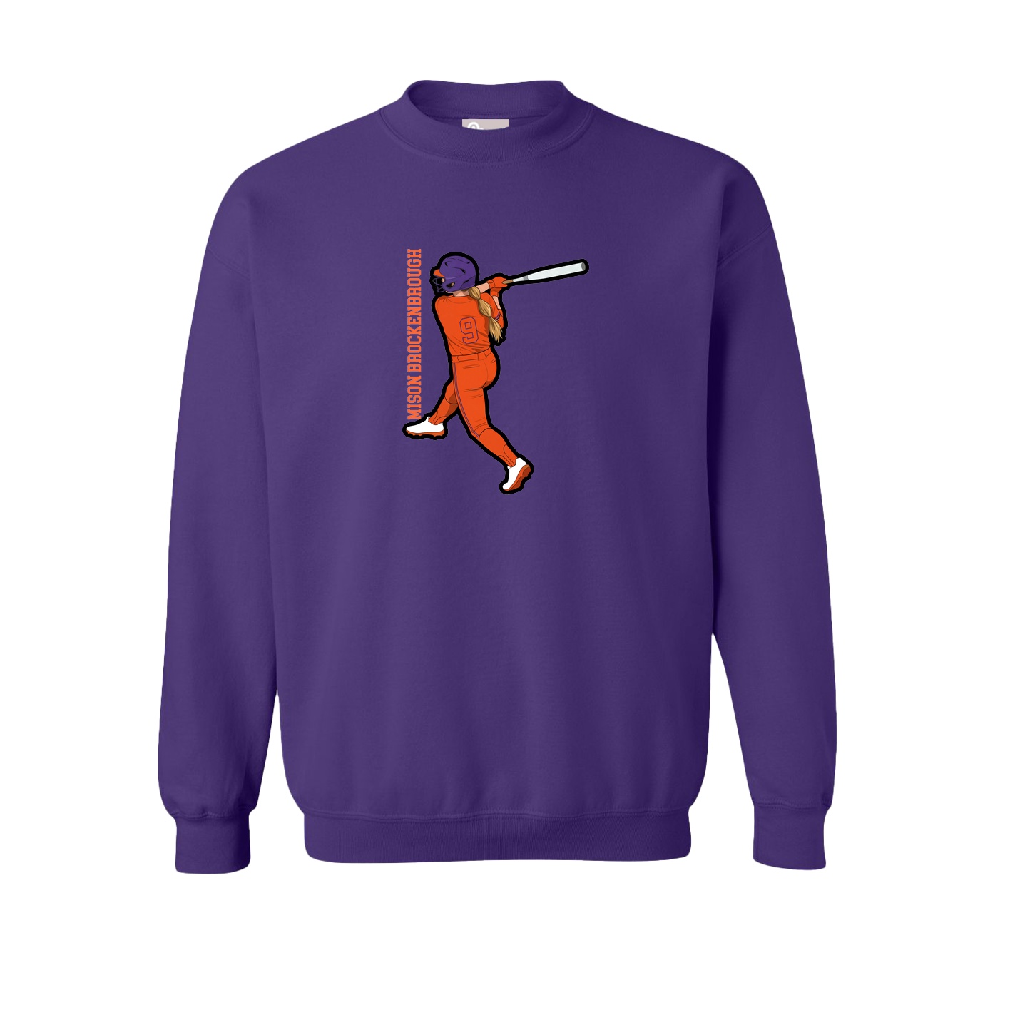 Fleece Crew — Name Vertical in Purple