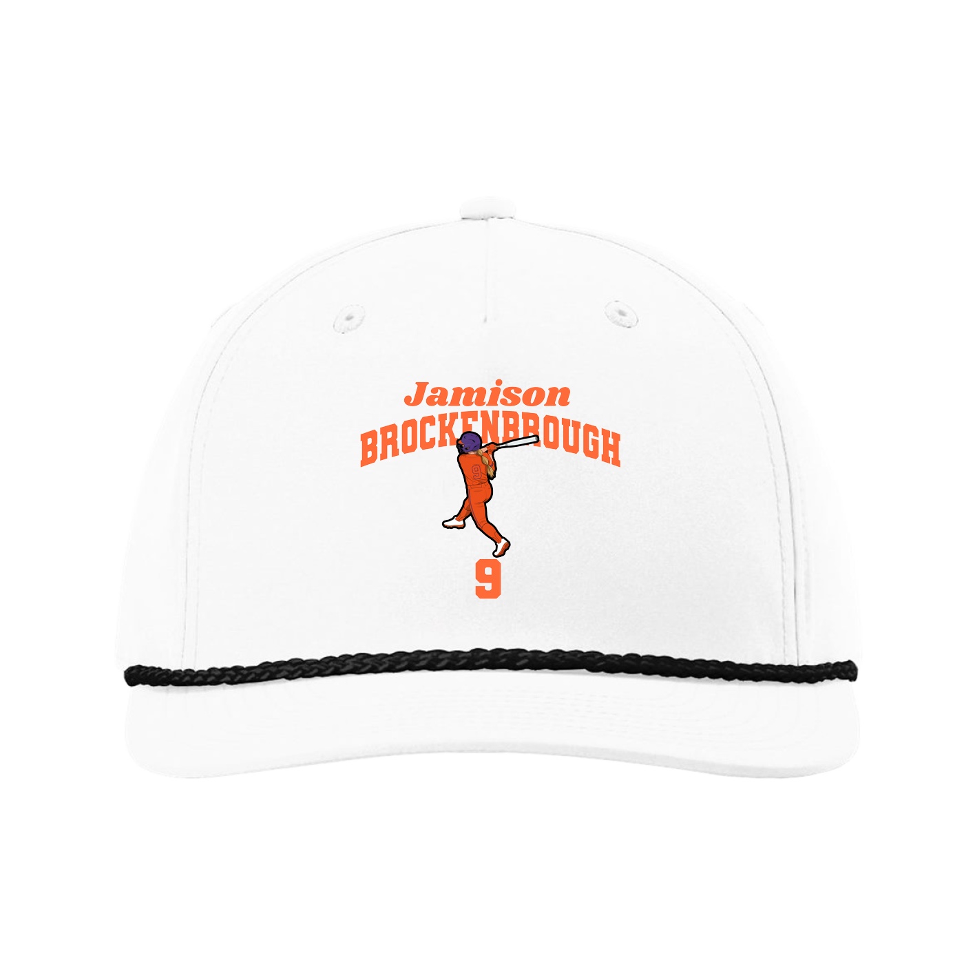 Five-Panel Classic Rope Cap — Signature Arch in White